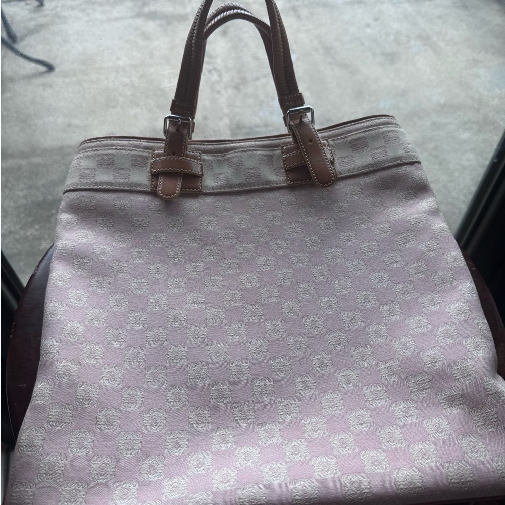 Loewe Pink and Tan Tote Bag with Elegant Leather Handles